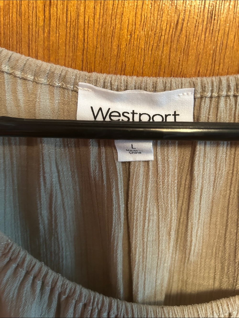 Westport Taupe Crochet-Trim Peasant Blouse - Picture 2 of 7